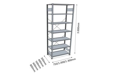 Fachbodenregal ,B 750mm ,T 300mm