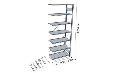 Fachbodenregal ,B 750mm ,T 300mm