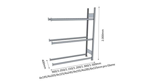 Reifenregal/Räderegal 2000x1050x400 (HxBxT)