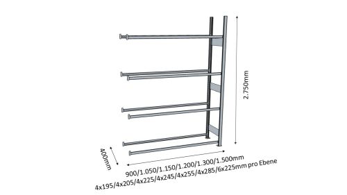 Reifenregal/Räderegal 2750x1000x400 (HxBxT)