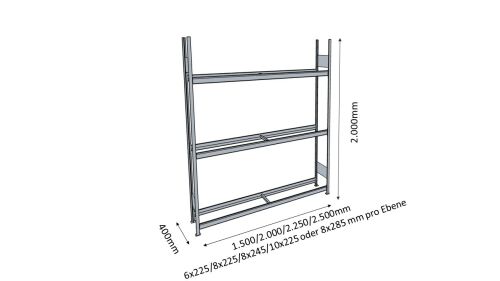 Reifenregal/Räderegal 2000x2500x400 (HxBxT)